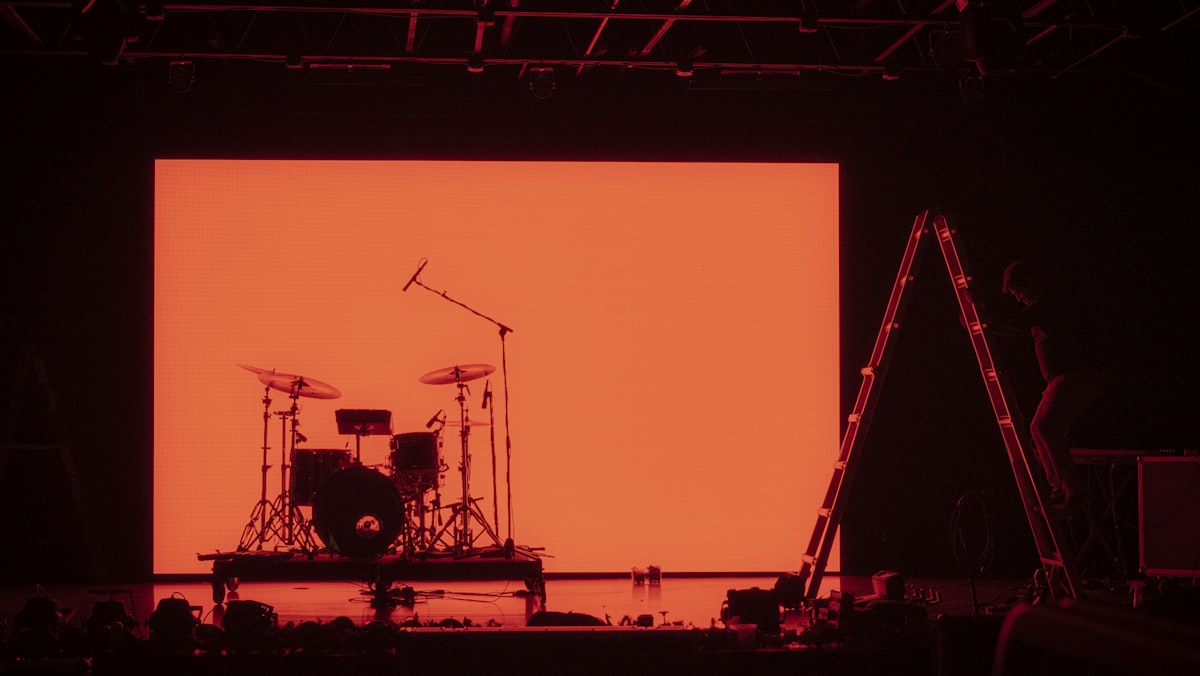 Stage and lighting rig set for the evening show.